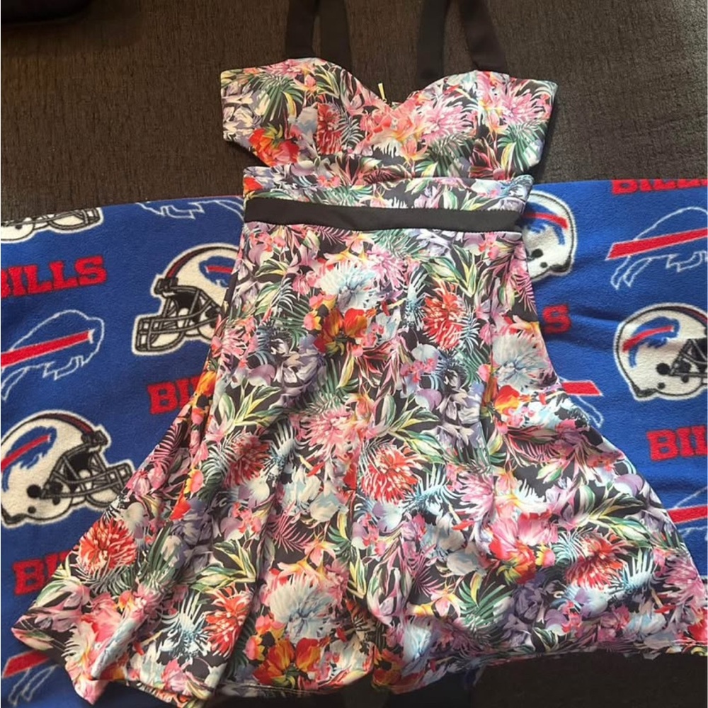 Floral Dress with Black Straps